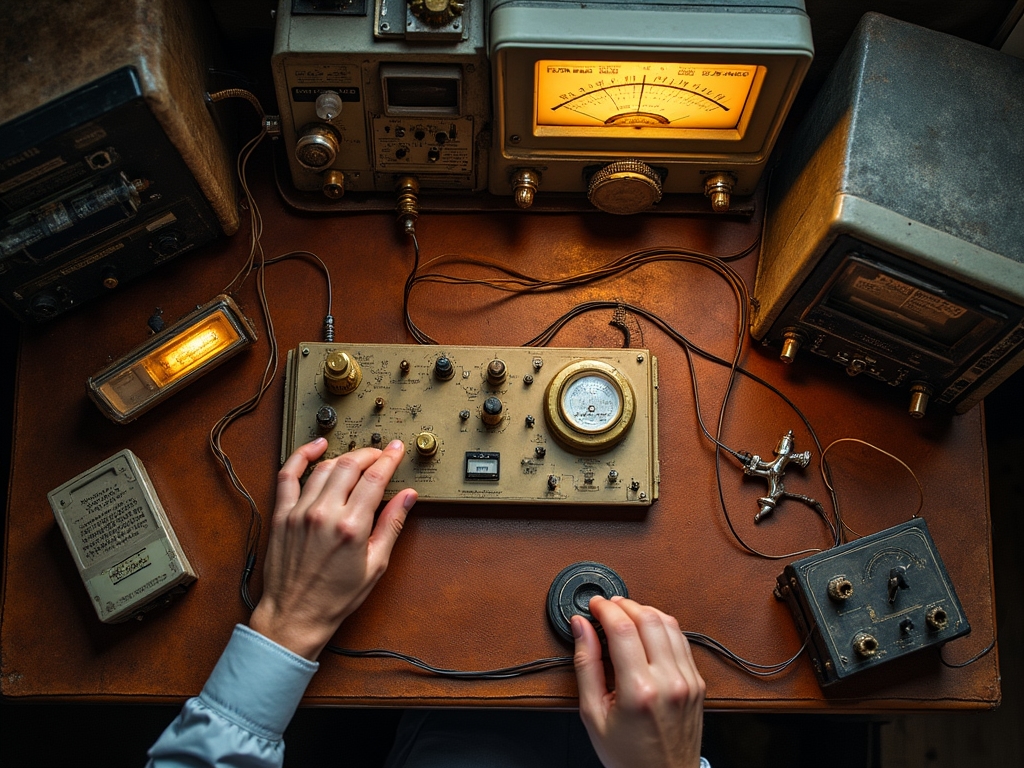 Comprehensive vintage radio diagnostics workstation with specialized testing equipment