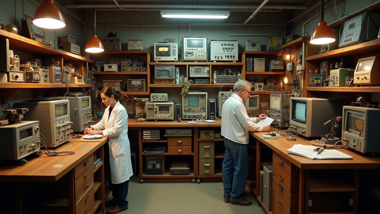 Specialized equipment zone within the workshop showing vintage and modern tools for authentic restoration